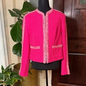 Cabi Vibrant Pink Tweed Ballroom Jacket